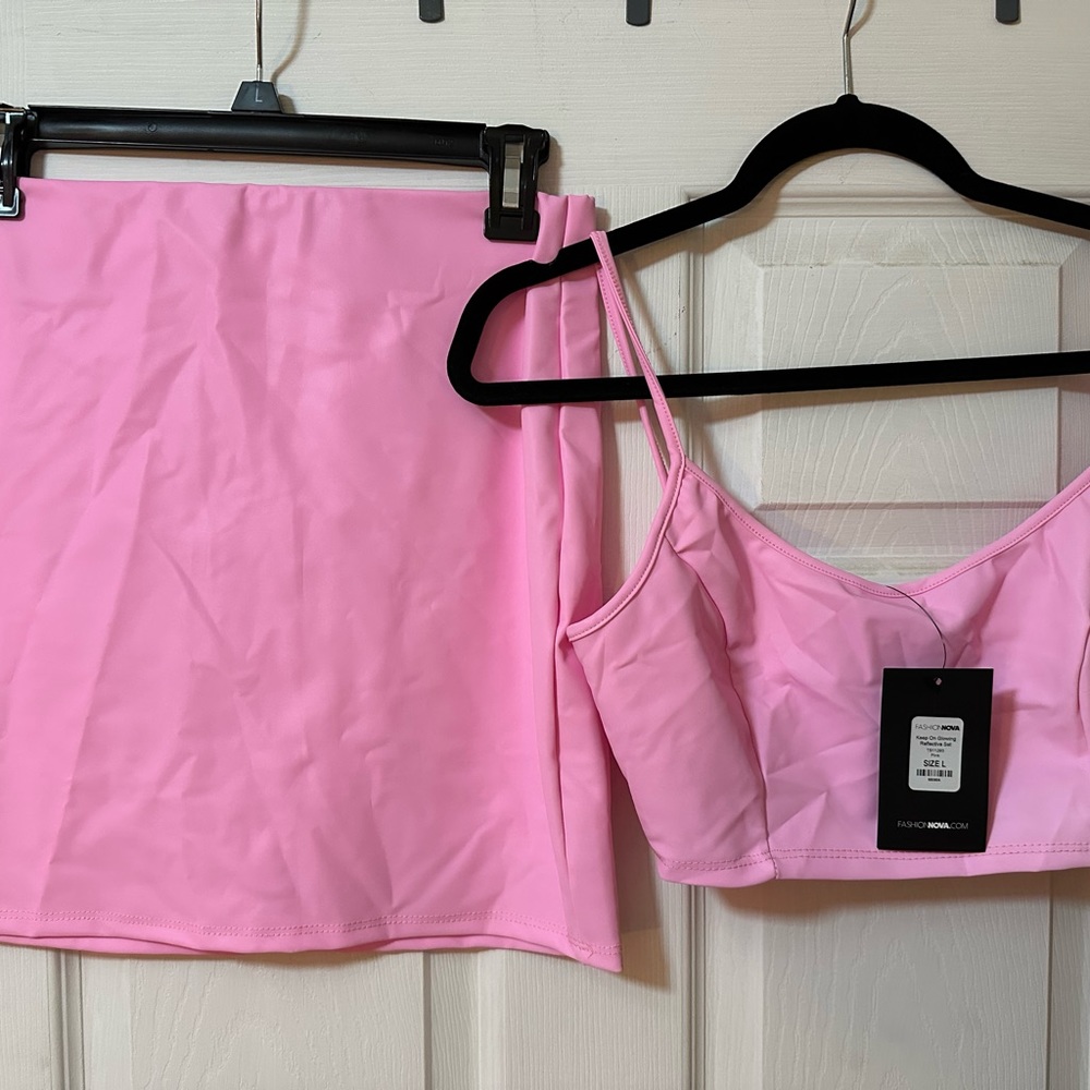 Fashion nova reflective pink set